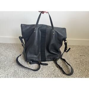 Kempton Co Morleigh Convertible Leather Backpack Tote Large Black Gold Zipper